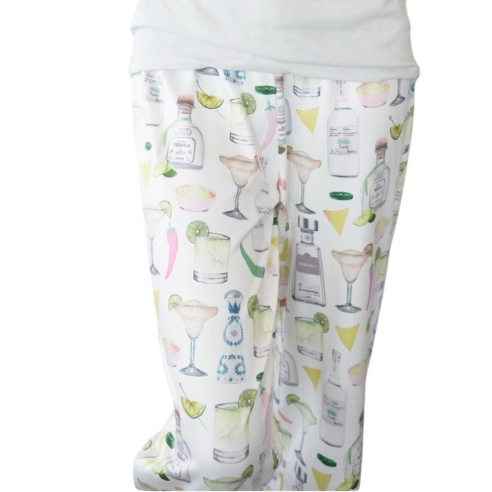 White Cocktail Print Lounge Pants